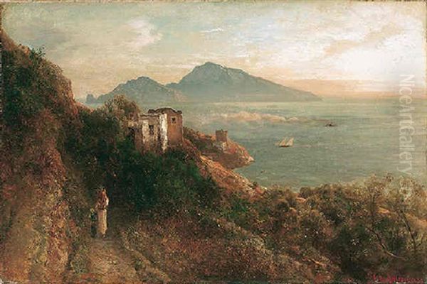 Blick Vom Kap Massa Auf Die Insel Capri Oil Painting by Oswald Achenbach