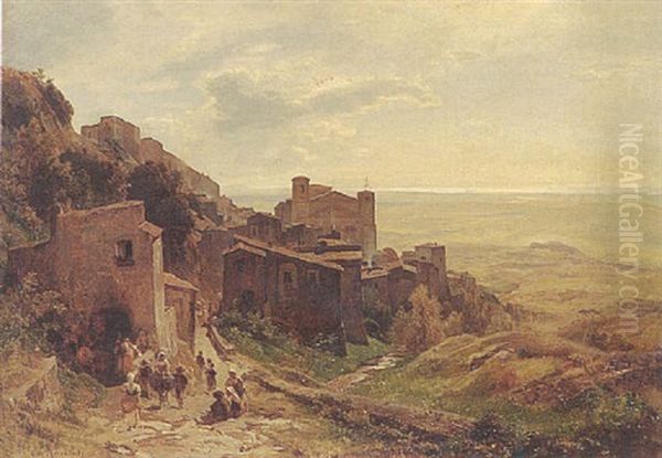 Italienisches Dorf by Oswald Achenbach