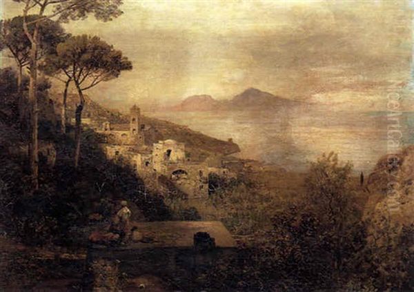 Baie De Capri Oil Painting by Oswald Achenbach