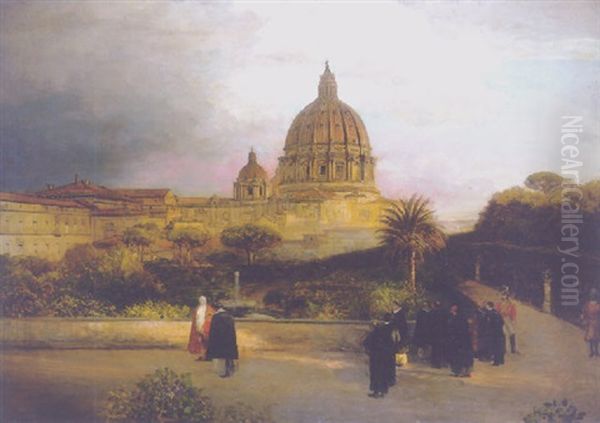 Vatikanische Garten Oil Painting by Oswald Achenbach