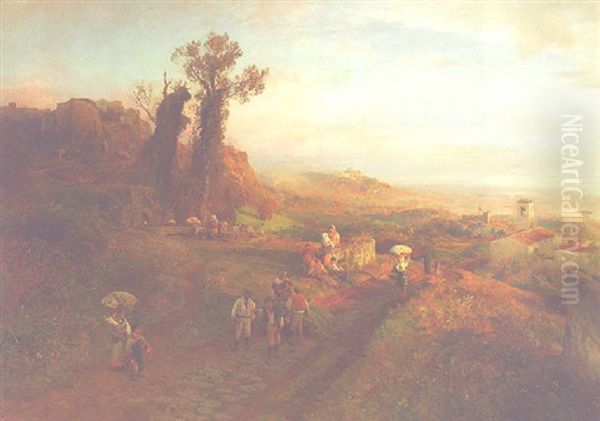 Montefiascone Oil Painting by Oswald Achenbach