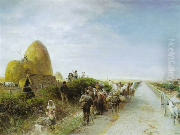 In Der Campagna Romana. Im Hintergrund Die Kuppel Des Petersdomes Oil Painting by Oswald Achenbach