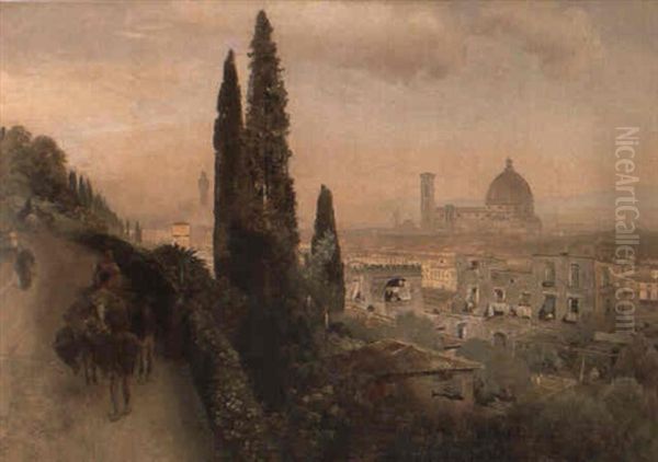 Ansicht Von Florenz Mit Blick Auf Den Dom Oil Painting by Oswald Achenbach