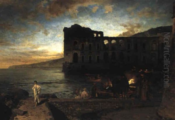 Ruine Des Palastes Der Donna Giovanna Bei Neapel Oil Painting by Oswald Achenbach