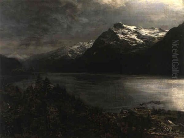 Abend Am Alpensee by Oswald Achenbach