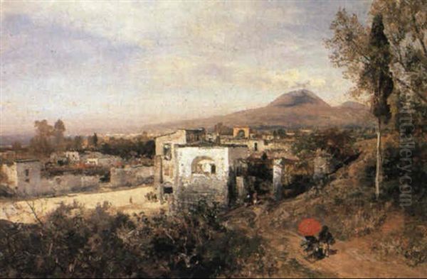 Blick Auf Den Vesuv Von S_den Oil Painting by Oswald Achenbach