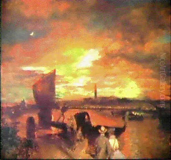 Abendstimmung Vor Venedig Oil Painting by Oswald Achenbach