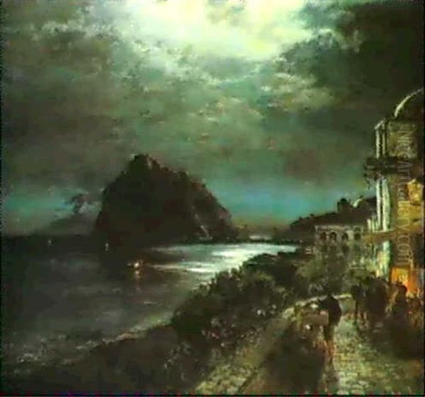 The Aragonese Castel, Ischia Oil Painting by Oswald Achenbach