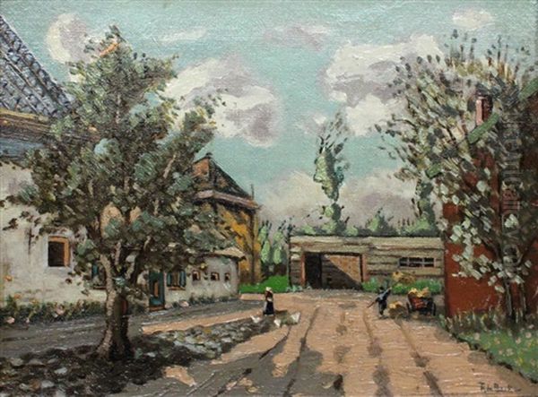 Village Scene Oil Painting by Theodore Emile Achille