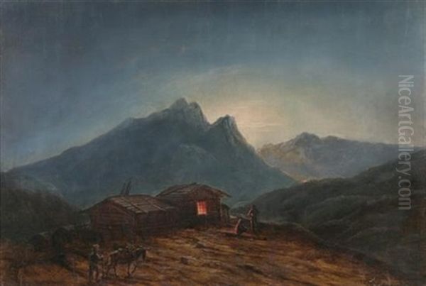 Mountain Cabin Oil Painting by Theodore Emile Achille