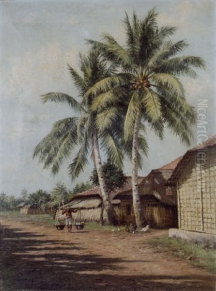 On A Sandy Road In A Desa, Indonesia Oil Painting by Gerard van Achterberg