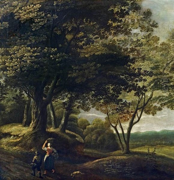 Waldlandschaft Mit Staffage Oil Painting by Lucas Achtschellinck