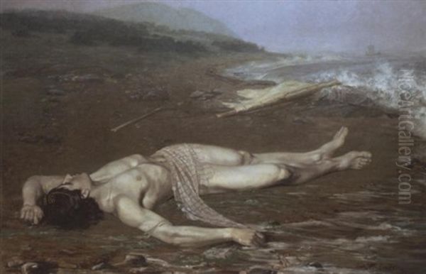 Leander's Body Washed Ashore Oil Painting by Johann Axel Gustaf Acke