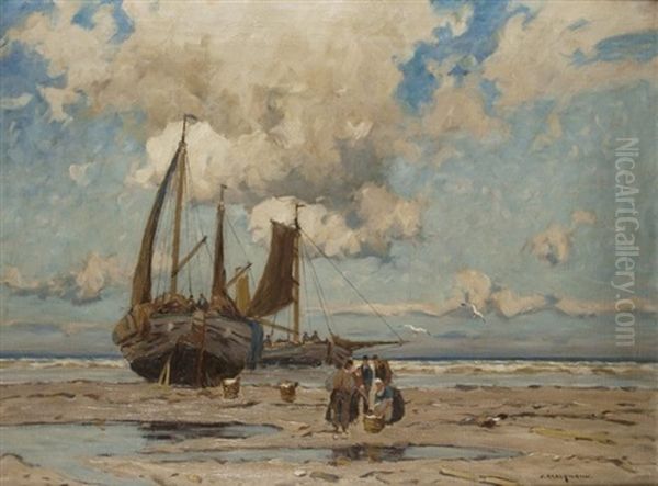 Am Strand Oil Painting by Otto Ackermann