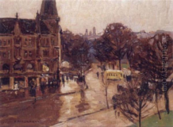 Berliner Strassenszene Oil Painting by Otto Ackermann