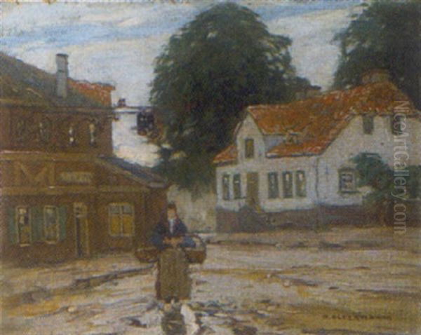 Dorf An Der Unterelbe Oil Painting by Otto Ackermann