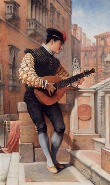 Musico Barroco Oil Painting by Cesare Felix Georges dell' Acqua