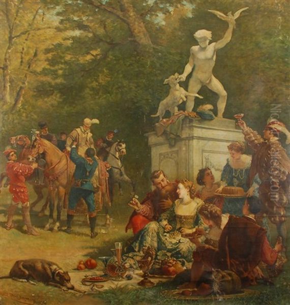 Joyeuse Compagnie Au Parc Oil Painting by Cesare Felix Georges dell' Acqua