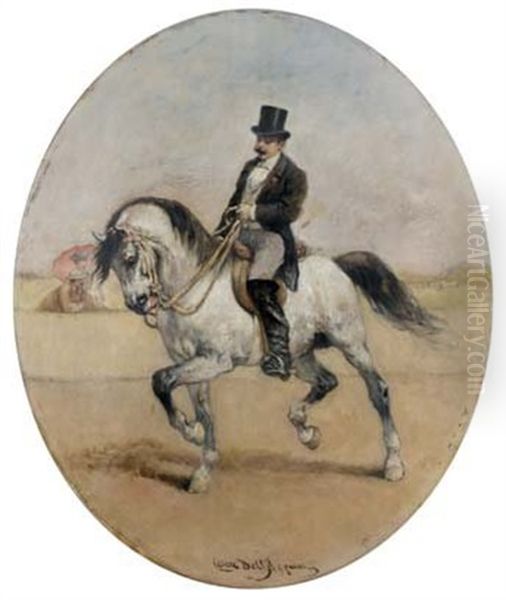 Scene De Dressage Oil Painting by Cesare Felix Georges dell' Acqua