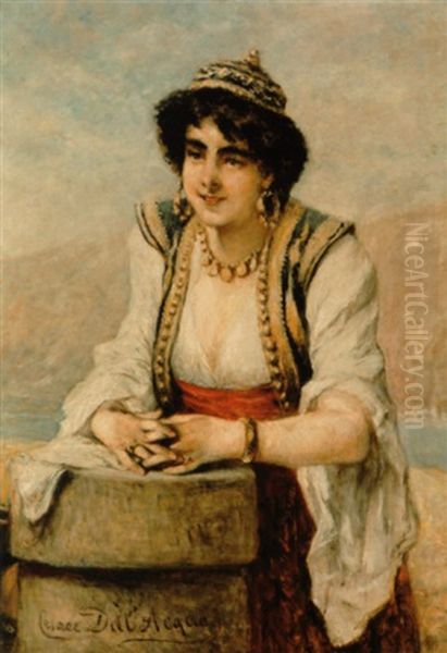 Mideastern Beauty Oil Painting by Cesare Felix Georges dell' Acqua