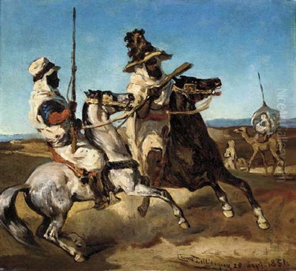 Arab Horsemen by Cesare Felix Georges dell' Acqua