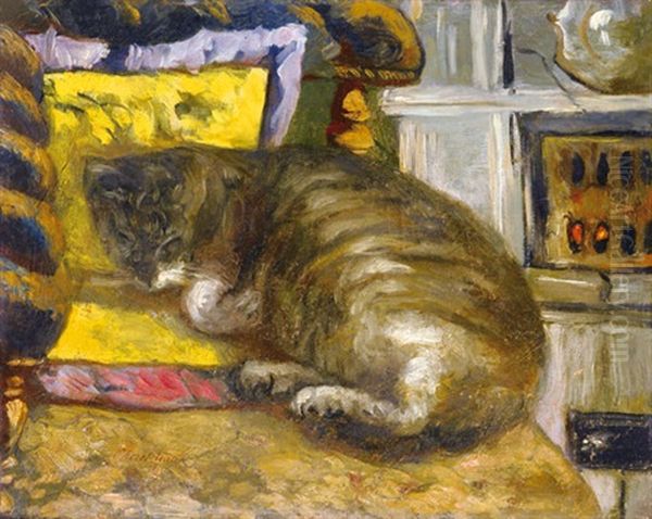 The Cat Oil Painting by Henril Emil Aczel