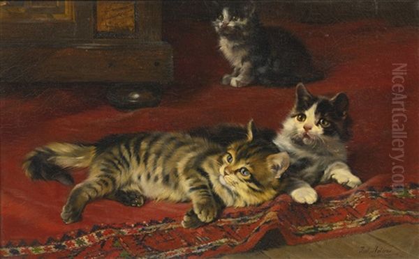 Kittens Oil Painting by Julius Adam the Elder