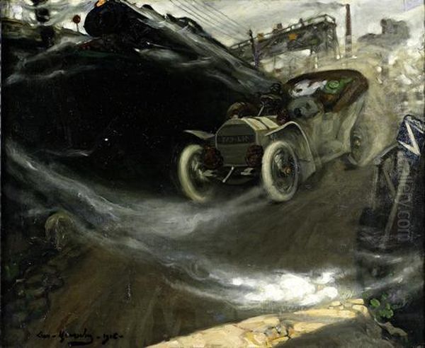 'train De Nuit De Buenos Aires' Oil Painting by Leon Abadias De Santolaria