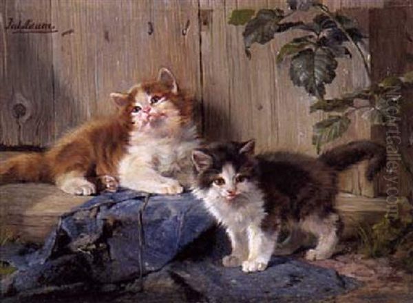 Zwei Katzchen Oil Painting by Julius Adam the Younger