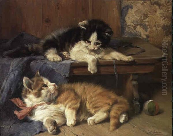 Zwei Kleine Katzen Oil Painting by Julius Adam the Younger