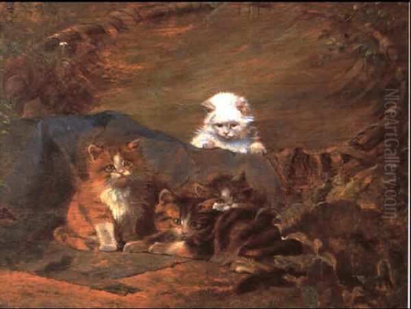 Katzenkinder Oil Painting by Julius Adam the Younger