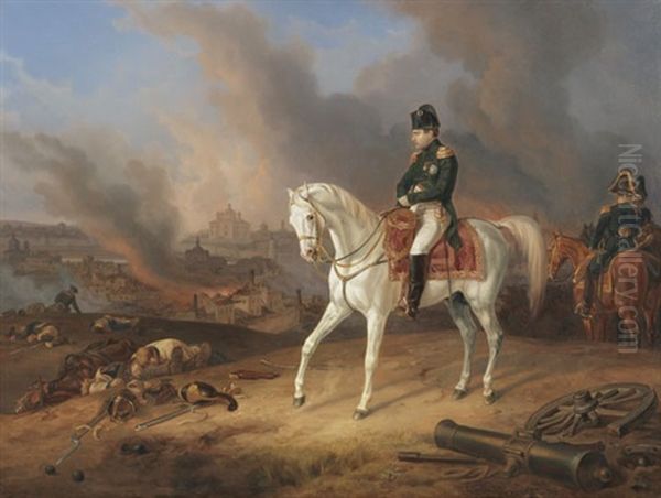 Napoleon Vor Dem Brennenden Smolensk Oil Painting by Albrecht Adam