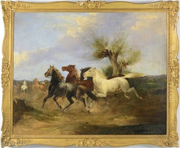 Horses Oil Painting by Albrecht Adam