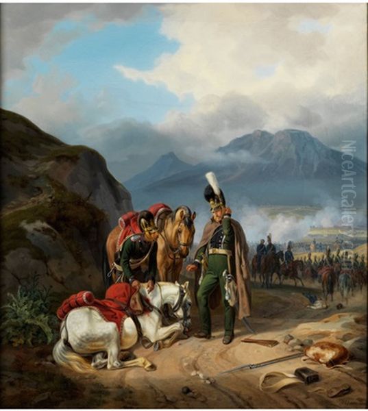 Das Verwundete Pferd Oil Painting by Albrecht Adam