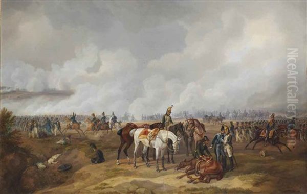 In Der Schlacht An Der Moscwa: Napoleon's Army During The Battle Of Borodino, Moscow Oil Painting by Albrecht Adam