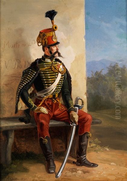 Franzosischer Soldat Bei Der Rast Oil Painting by Albrecht Adam