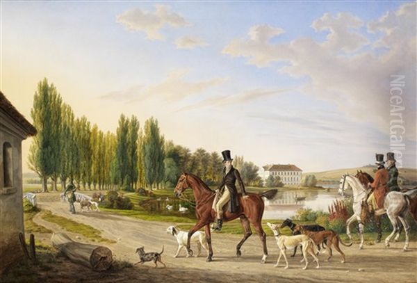 La Retour De La Chasse Oil Painting by Albrecht Adam