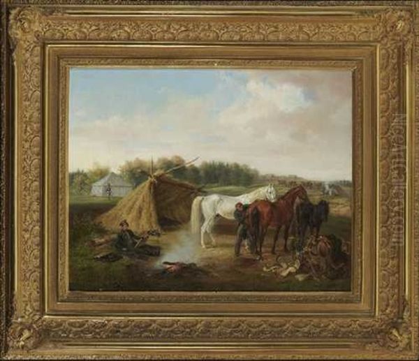 Der Kunstler Wahrend Des Russlandfeldzuges 1812 Oil Painting by Albrecht Adam