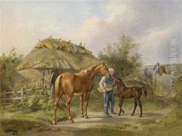 Baron Biel Auf Zierow Auf Seinem Gut In Holstein Oil Painting by Albrecht Adam