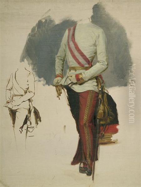 Reiterbildnis Von Kaiser Franz Joseph I (study) Oil Painting by Albrecht Adam