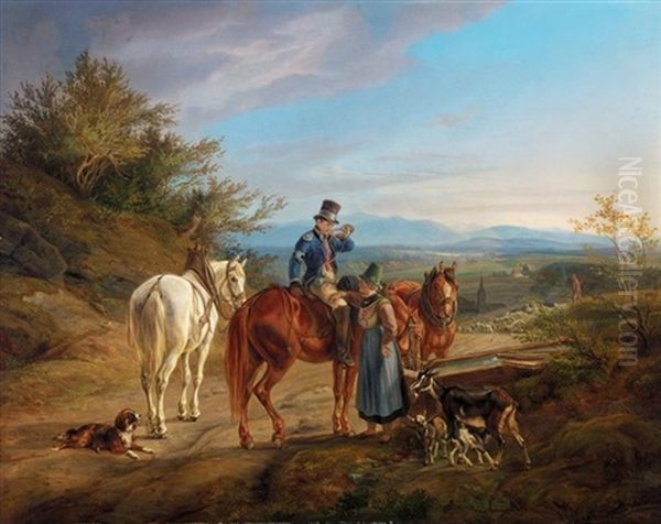 Rastender Reiter (halt On A Country Road) by Albrecht Adam