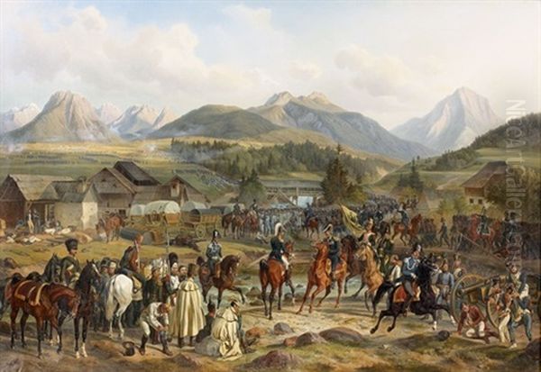 Schlacht Von Tarvis Am 18. Mai 1809 Oil Painting by Albrecht Adam