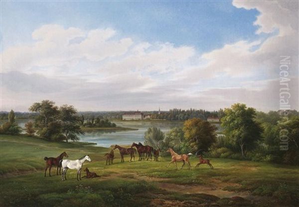 Das Herrenhaus Derer Zu Maltzahn In Ivenack (mecklenburg) Oil Painting by Albrecht Adam