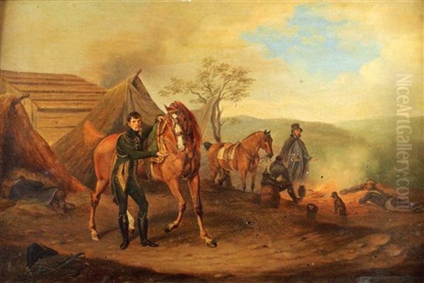 Le Bivouac De La Cavalerie Oil Painting by Albrecht Adam