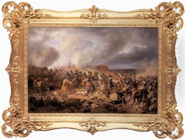 Napoleonic Battle Scene Oil Painting by Albrecht Adam