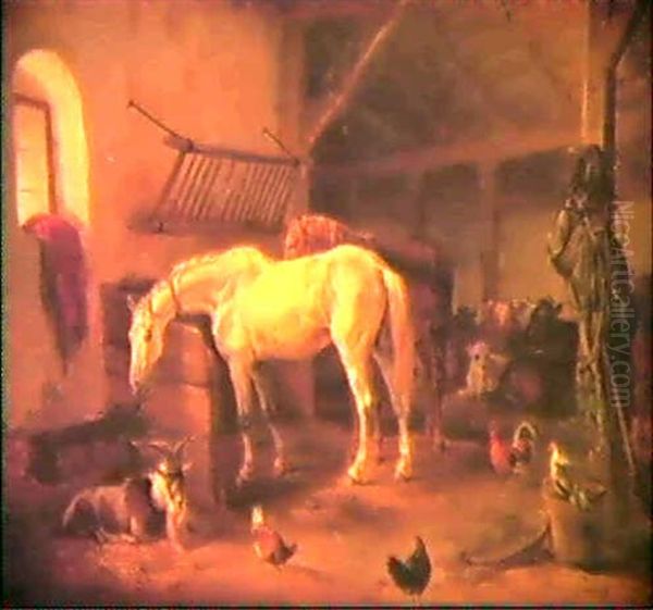 Tiere Im Stall Oil Painting by Albrecht Adam