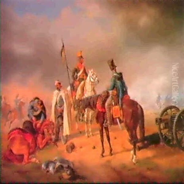 Schlachtenszene Aus Den Napoleonischen Kriegen Oil Painting by Albrecht Adam