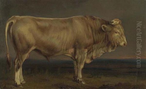 Stier Auf Der Weide Oil Painting by Benno Raffael Adam