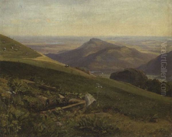 Gebirgslandschaft - Brunnen Auf Der Asen (bei Rosenheim) Oil Painting by Benno Raffael Adam