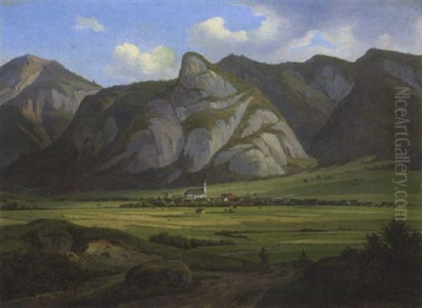 Blick Auf Flintsbach Oil Painting by Benno Raffael Adam